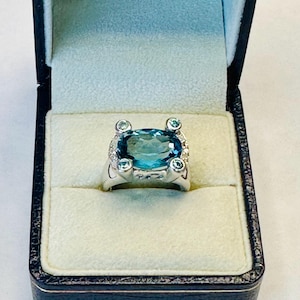 Sterling Silver and Blue Topaz Ring Size 6