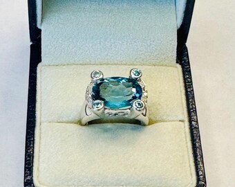 Sterling Silver and Blue Topaz Ring Size 6
