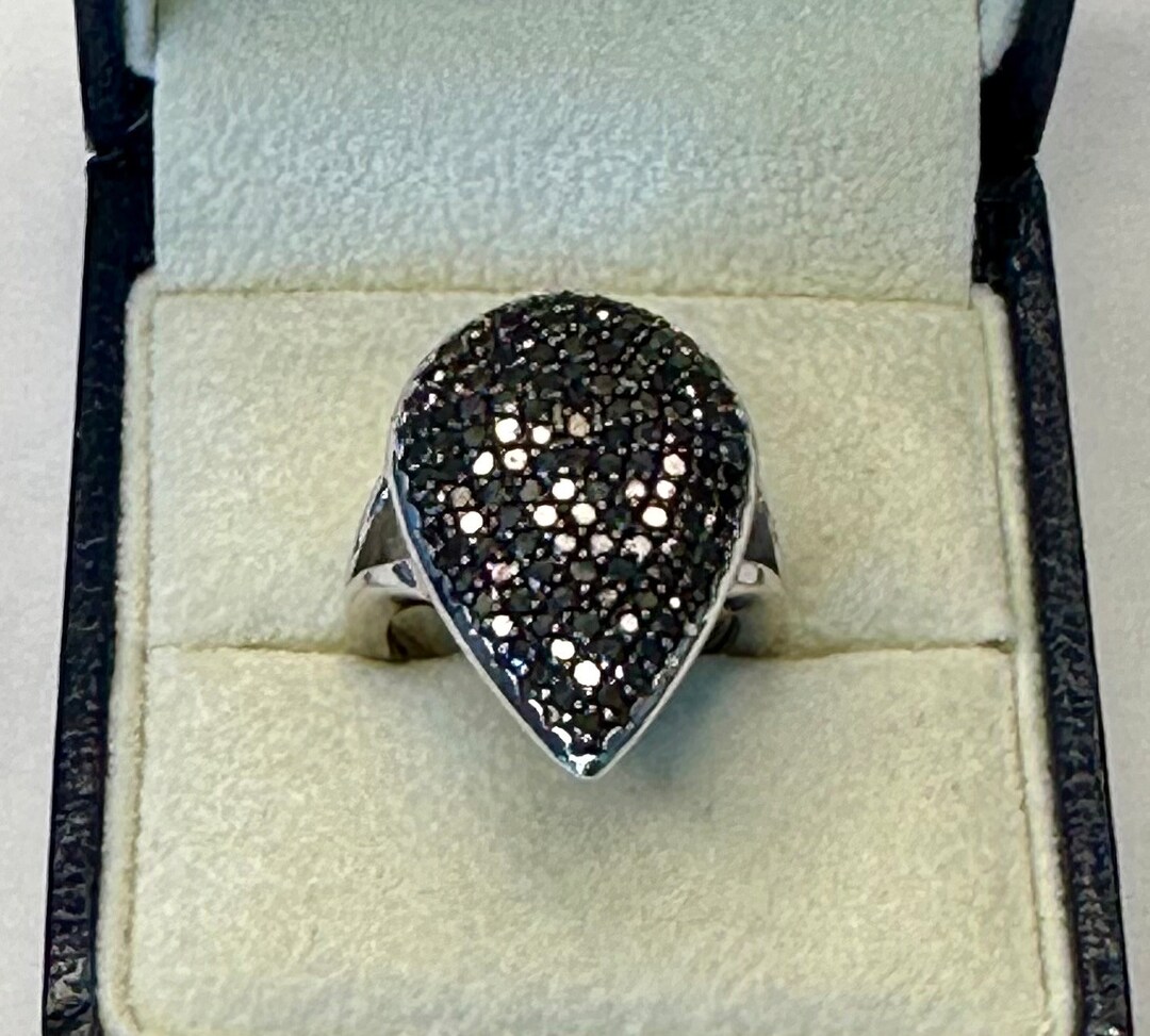 Soho Sterling Silver Black Enamel Diamond Open Ring AR1606D2DARK main image 0