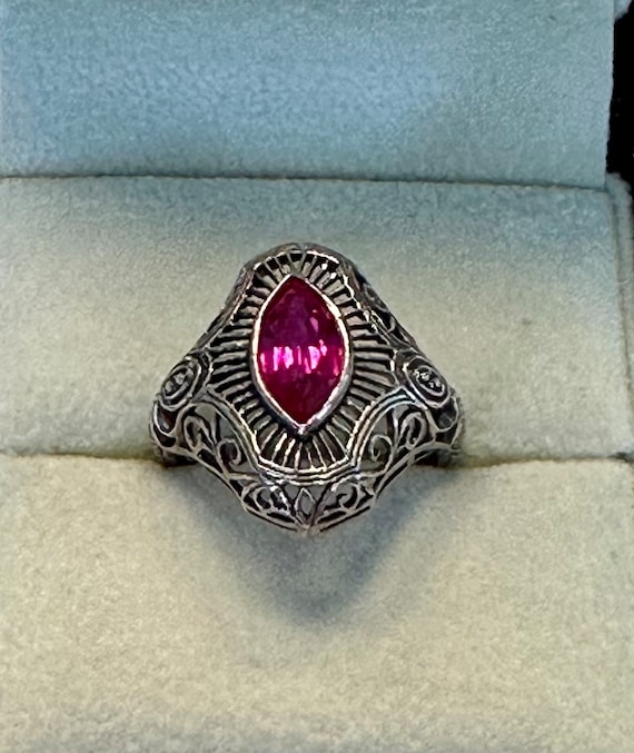 Sterling Silver Pink Topaz Marquis Cut Solitaire … - image 1