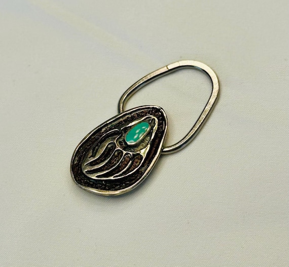 Vintage Sterling Silver Turquoise Zuni Bear Paw Keychain - Etsy