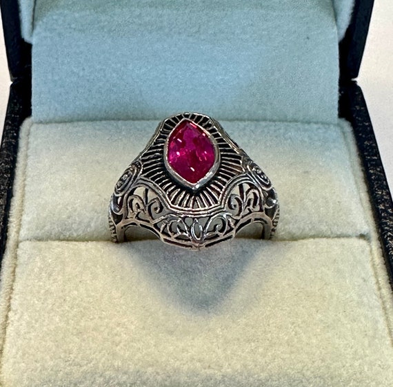 Sterling Silver Pink Topaz Marquis Cut Solitaire … - image 2