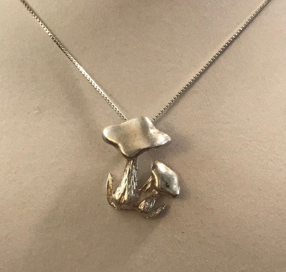 Sterling Silver Mushroom Pendant Necklace