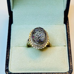 Sterling Silver Purple Druzy Ring Size 6.5