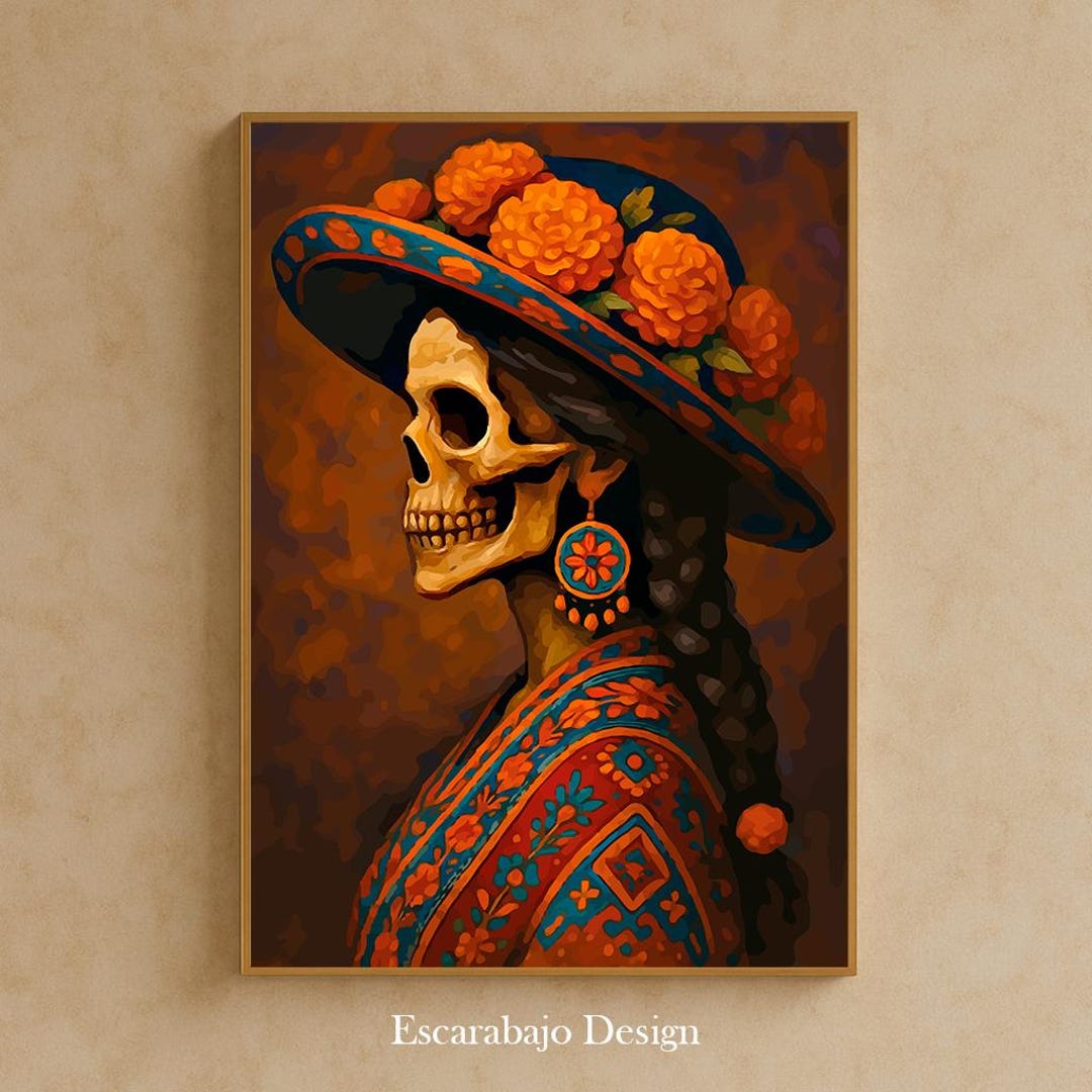 ラ・カトリーナ デジタルイラスト | 死者の日のアート | メキシコのスカルウーマンのプリント | メキシコの装飾プリント | デジタルプリント -  Etsy 日本, image size:1080x1080