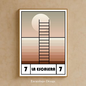 La Escalera Lotería Mexicana Ilustración Digital | Mexican Lotería Card Art Print | Arte Simbólico y Decorativo |  Estilo Mexicano