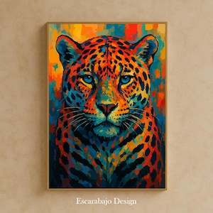 Jaguar | Mexican Jaguar Wall Art Printable | Cultural and Wildlife Decor | Jaguar Mural | Decorative Mural | Mexican Digital Art
