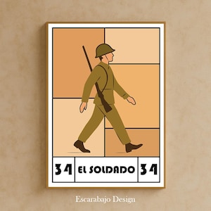 El Soldado Lotería Mexicana Ilustración Digital | Mexican Lotería Card Art Print |Arte Folklórico Mexicano | Mexican Lotería Card Art Print