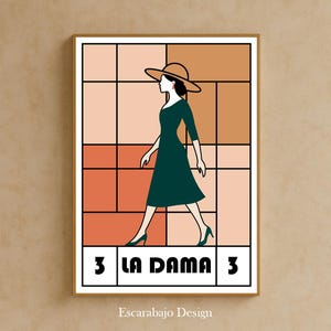 La Dama Lotería Mexicana Ilustración Digital | Mexican Lotería Card Art Print | Arte Latino Elegante y Femenino | Arte Folklórico Mexicano