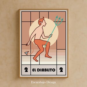 El Diablito - Carta Lotería Mexicana Ilustrada | Mexican Lotería Card Art Print | Escarabajo Design| Minimalismo | Arte Folklórico Mexicano