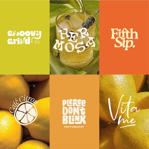 Könnte beinhalten: Eine Collage aus Bildern mit Text und Essen. Ein Bild zeigt einen Cocktail mit Eis und Blaubeeren. Weitere Bilder zeigen Zitronen und den Text "Groovy Grind", "Fifth Sip", "Café Citron", "Please Don't Blink Photography" und "Vita me".