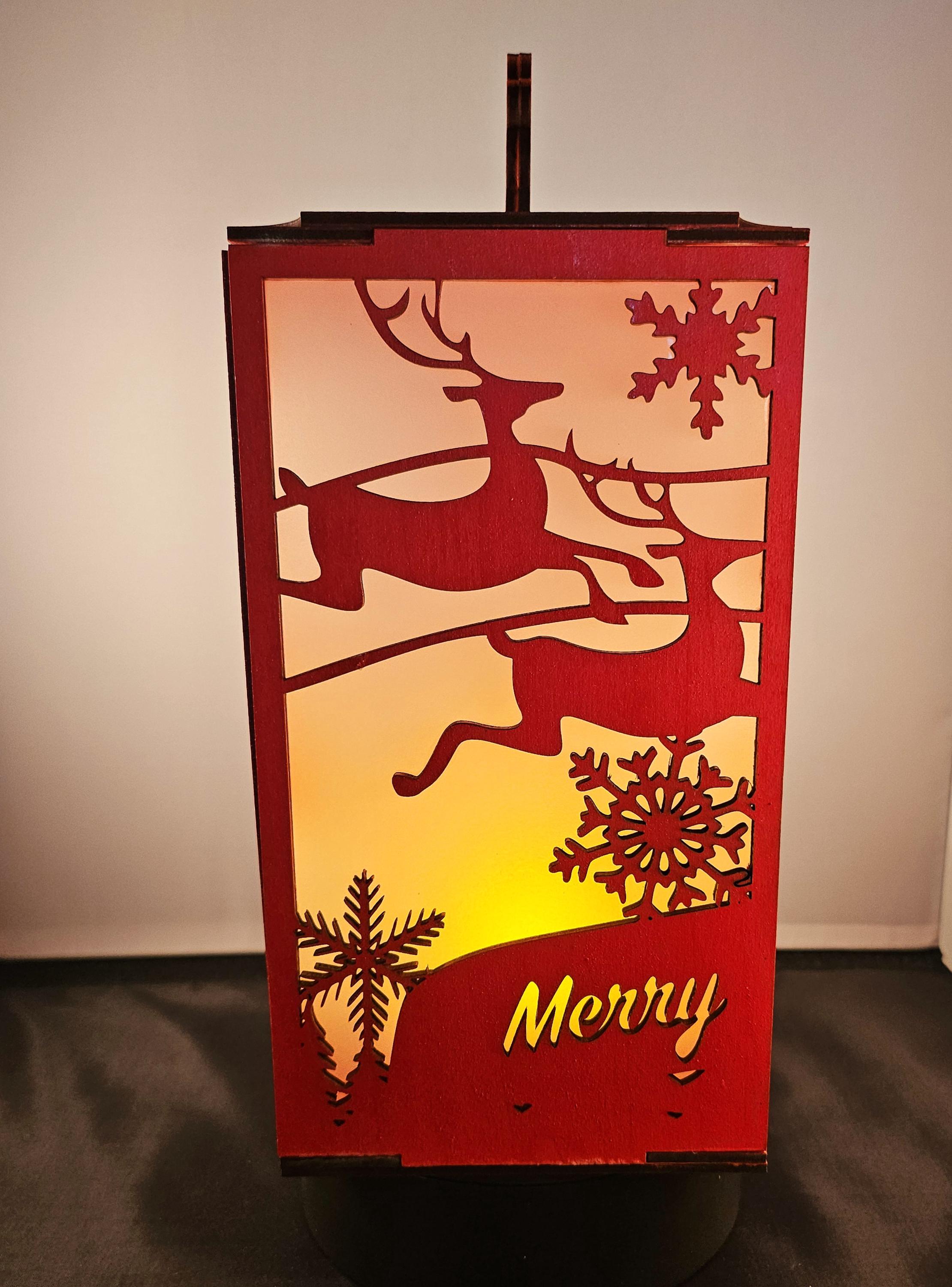 Wooden Lantern with Christmas Decoration