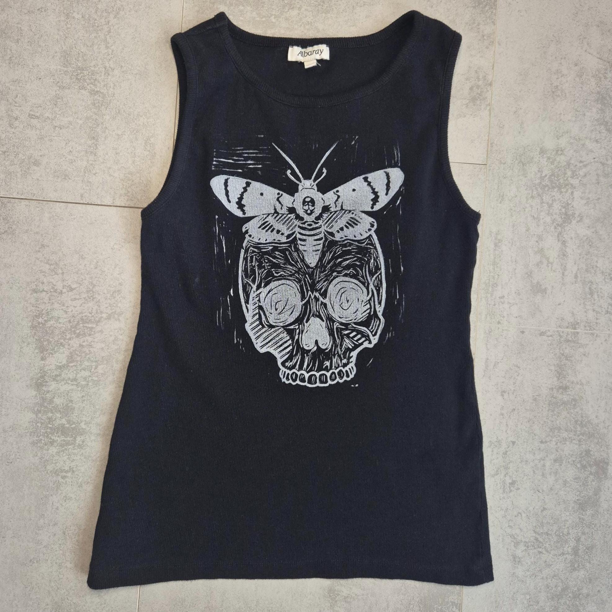ERL23ss SKULL PRINT CROPPED T−SHIRT Women's Skull Oversized Crop Top Fareast Sky| Northern Spirit