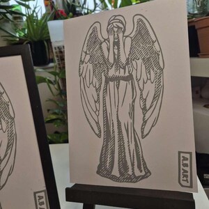 Crying Angel Print A4 Original Handmade Statue Linocut Monochrome ...