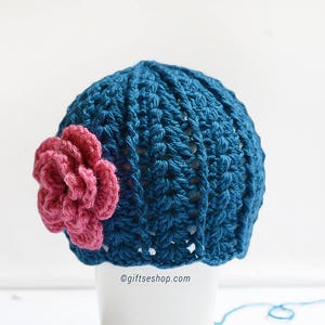 Easy Crochet Baby Hat Pattern Newborn- One Year with Flower Hat Pattern n66-1
