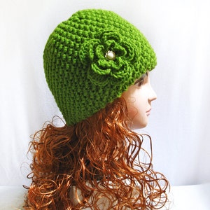 Knitting pattern beanie hat hand knit with flower, hat pattern n35