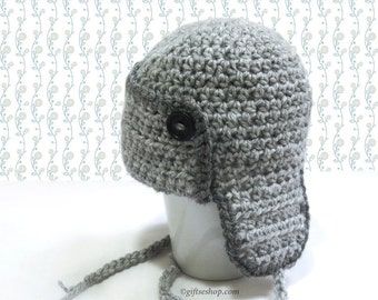 Baby Hat Crochet Pattern- Baby Aviator Hat- Baby Photo Props- Crochet Baby Hat Pattern- Newborn Baby Hat- Crochet Aviator Hat Pattern