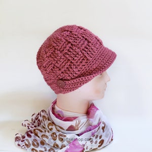 Crochet Hat Pattern Newsboys Brimmed Basketweave Crochet Pattern Cap With Brim n117