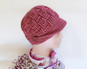 Crochet Hat Pattern Newsboys Brimmed Basketweave Crochet Pattern Cap With Brim n117