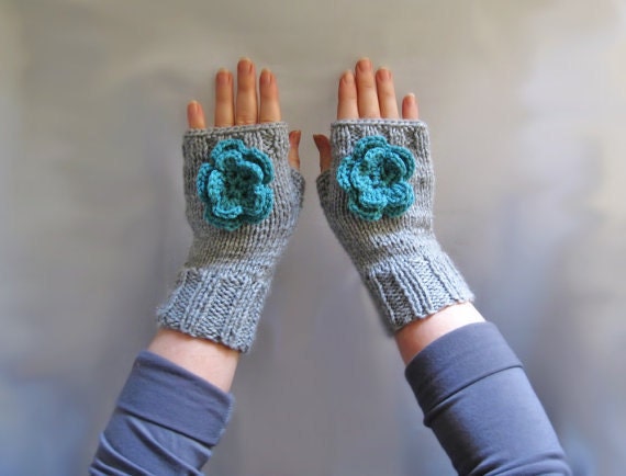Knitted fingerless outlet gloves two needles