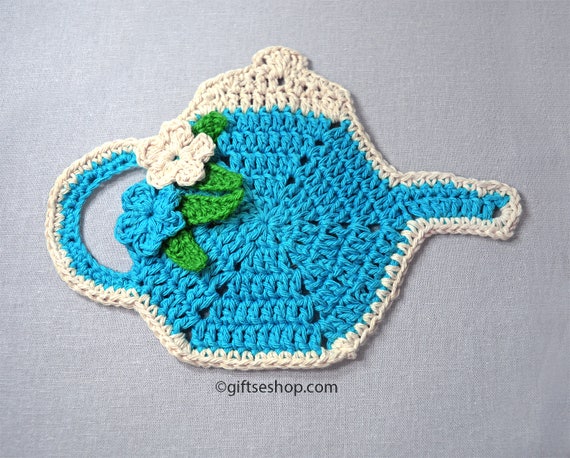 Crochet teapot coaster pattern, tea coaster kitchen table decoration Instant download PDF no 94
