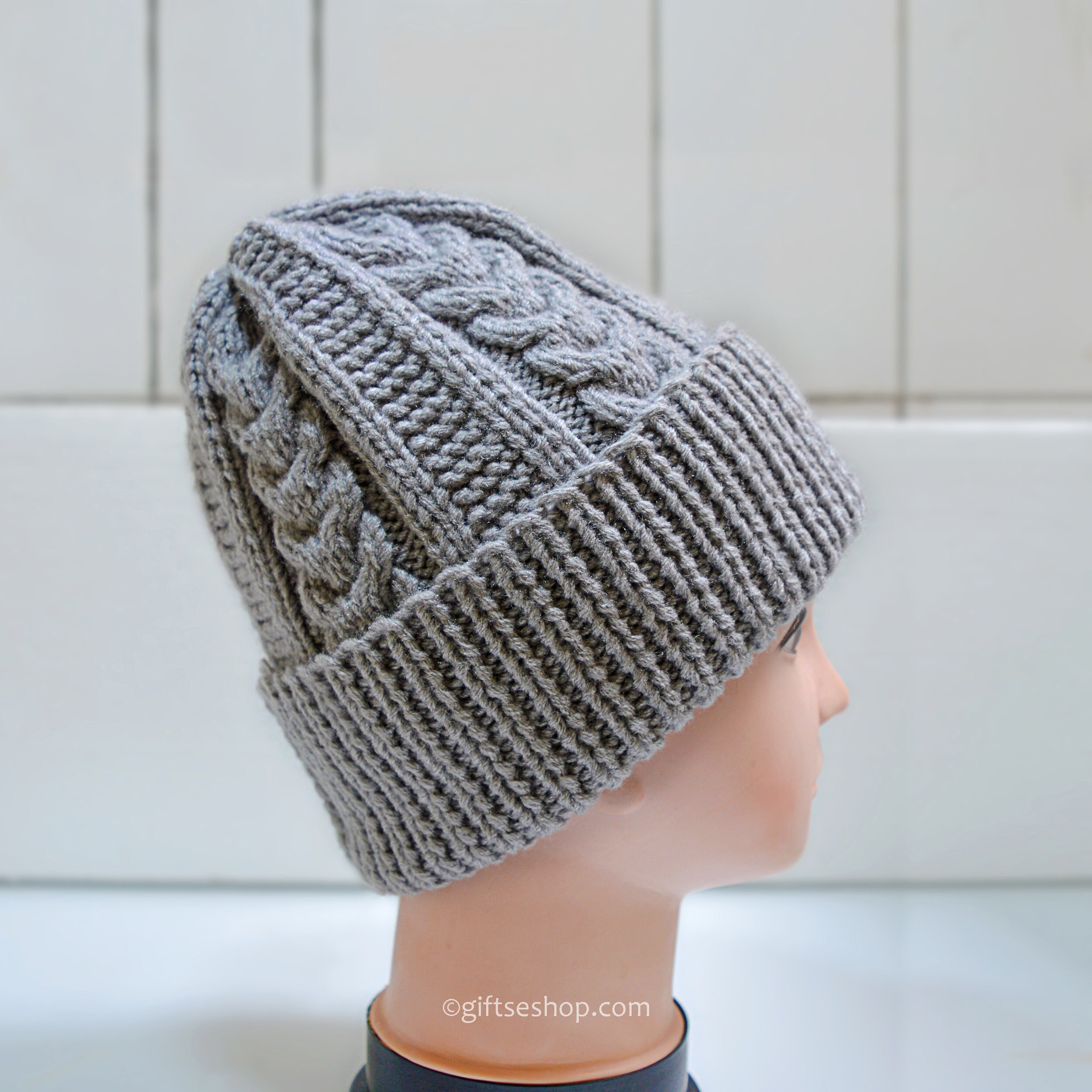 MAISON KINEMA Aran pattern knit cap グレー MAISON KINEMA Aran pattern knit cap グレー