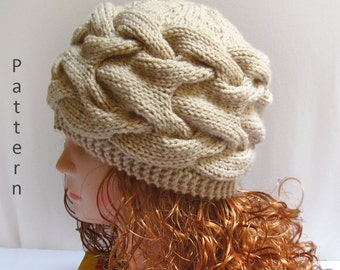 Knit Hat Pattern- Knit Cabled Hat PDF Pattern- Knitting Pattern n40