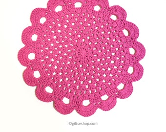 Crochet Doily Placemat, Round Doily Dining Table Mat Handmade Set of 2 Table Placemats