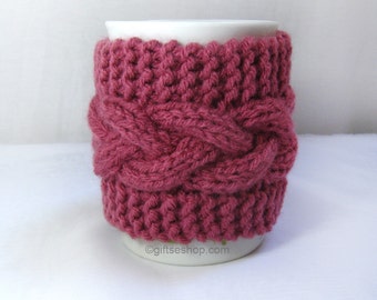 Patrón de tejido para funda de taza con cable, patrón de funda para taza de café (PDF, n.° 53)