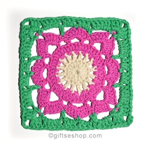 Patrón de crochet Willow Grandma Square, Patrón PDF de Willow Crochet Square con tabla de patrones, Motivo de crochet no137