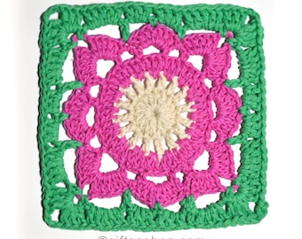 Willow Granny Square Crochet Pattern, Willow Crochet Square PDF Pattern with Pattern Chart, Crochet Motif no137