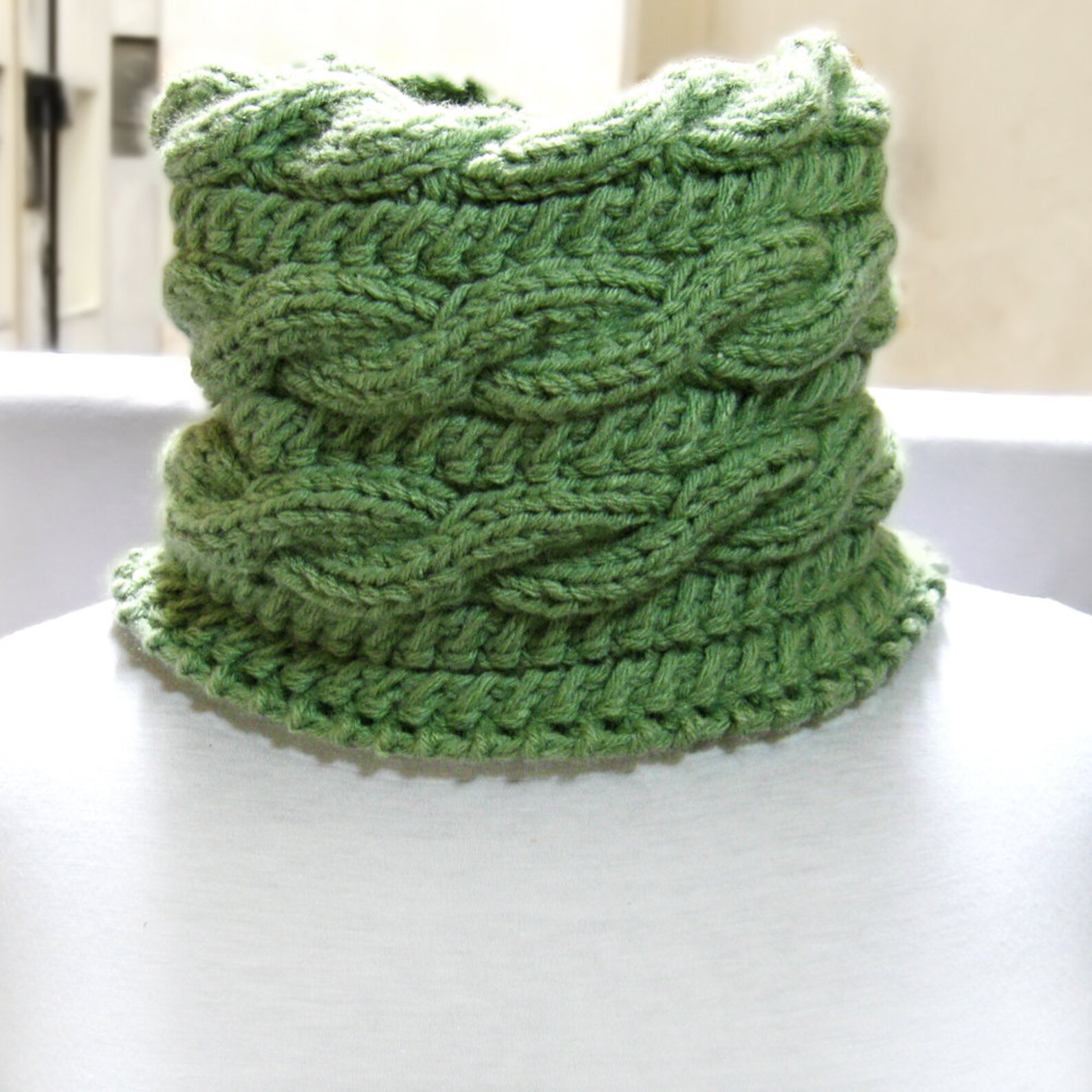 Knitting Pattern Cowl Neck Warmer Pattern, Cabled Chunky Knit Cowl for ...