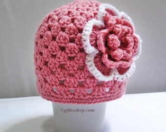 Häkelmütze Muster, Beanie Häkelanleitung, Baby Häkelanleitung, Mädchenmütze, Blumenmütze, Baby Mädchen Mütze, Einfache Häkelanleitungen, PDF-n63