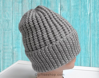 Knitting Pattern- Beanie Knitting Pattern- Hat Knitting Pattern-Men Women hat pattern for two straight needles n131