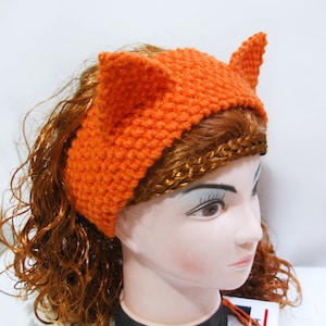 Fox Headband Ear Warmer Knitting Pattern,  Cat Ears, Headband Knitting Pattern n46