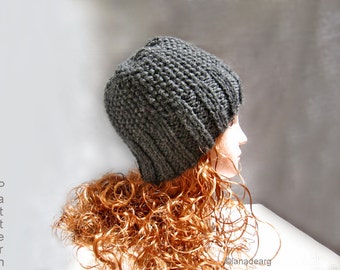 Knitting pattern knit hat, beanie pattern, men women unisex in PDF n15