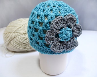 Crochet Pattern Newborn Beanie with Flower in PDF 29. Permission to sell finished items