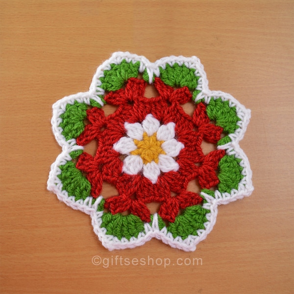 Crochet Pattern- Christmas Coaster Pattern, Mandala Pattern, Crochet Doily Instant Download PDF no132