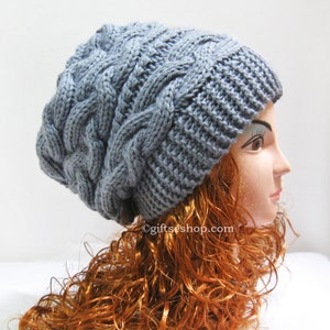 Knitting Pattern - Hat Knitting Pattern - Slouchy Beanie Women Hat- Thick Winter Hat n56
