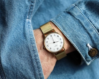 Gold plated vintage watch LUCH | Unisex vintage wristwatch | Shockproof mechanism 2209su | Unique gift idea | Christmas gift