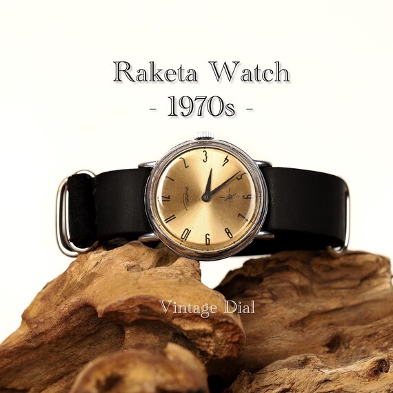 Vintage Raketa Watch: 1970s Gold Mechanical Timepiece
