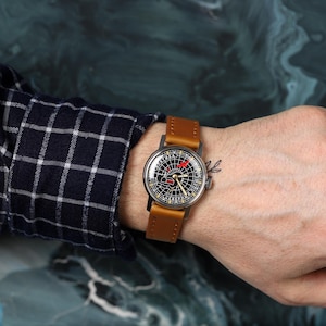 Military rare vintage watch ZIM Antarctica | Rare men&#39;s vintage wristwatch with leather watch strap | Gift for men | Watches for men