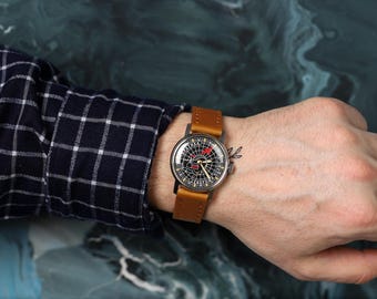 Military rare vintage watch ZIM Antarctica | Rare men's vintage wristwatch with leather watch strap | Gift for men | Watches for men