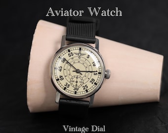 Reloj de aviación vintage: reloj de pulsera militar para hombre, mecanismo ZIM 2602