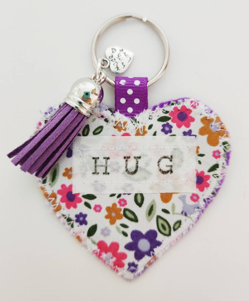 Handmade Pocket Hug Heart Fabric Keyring Hug Token Etsy UK