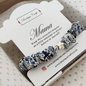 Skinny Scrunchie bracelet - Charm Bracelet - Made from liberty fabric - Thinking of you gift - Gift for mum - Positivity gift - Mothers Day