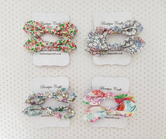 Girls Hair Ties - Pair of Bows - Bow Set - Hair Bows - Fabric Bows - Hair accessories - Knot -Bunny Bow - Bobble hair ties - baby bows