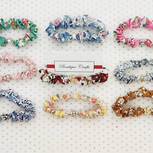 Skinny Liberty Scrunchie - Thin Hair Scrunchie - Small scrunchie - Floral Scrunchie -  Mini fabric scrunchie - Hair ties - Charm Bracelet