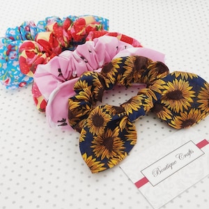 Scrunchie Bows - Spring Summer Hair scrunchies - Scrunchie with Bow - bunny bow scrunchie - Scrunchie for Girls - Scrunchie for women  -