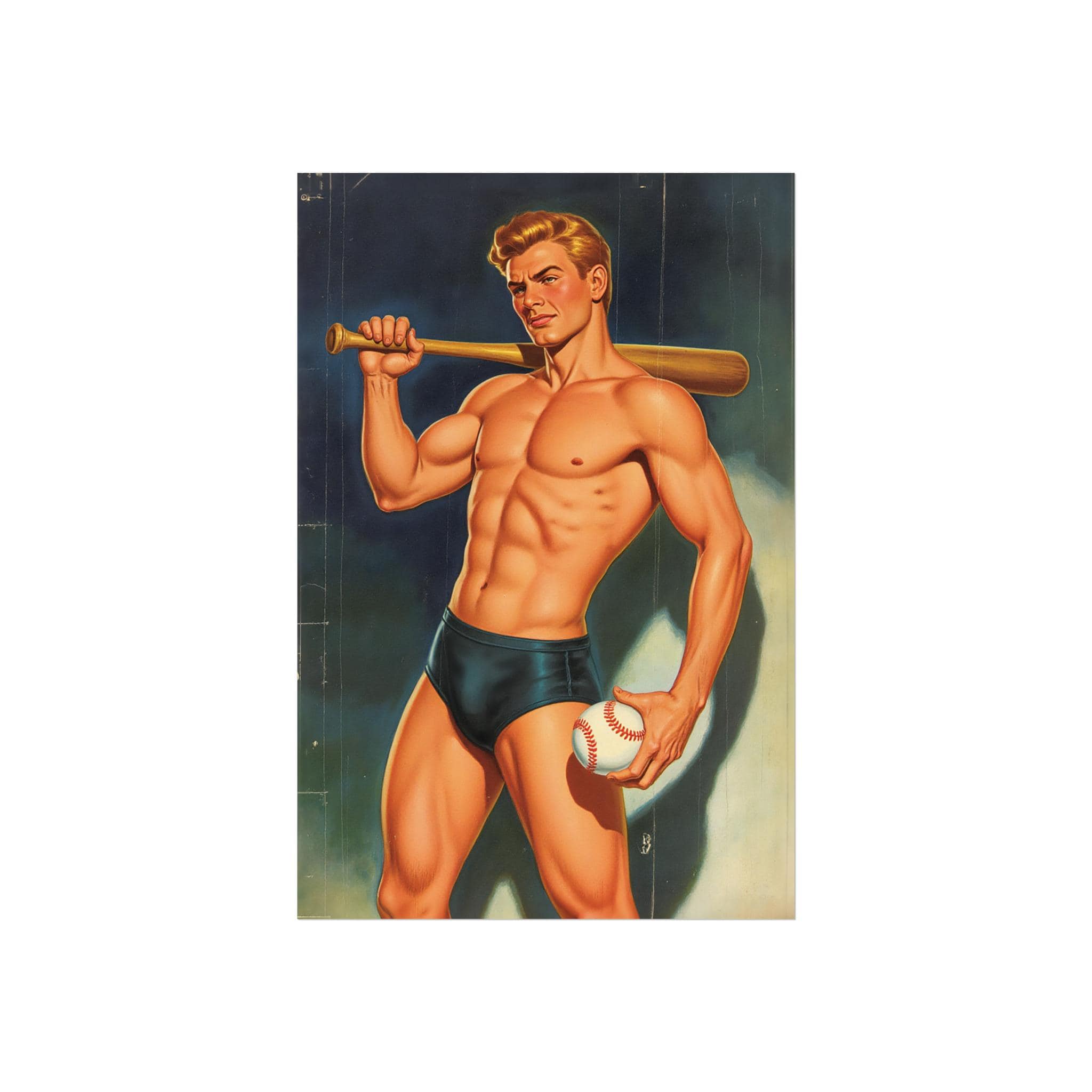 Vintage Gay Art Print: Mid-century Male Pin-up, Baseball Player - Etsy